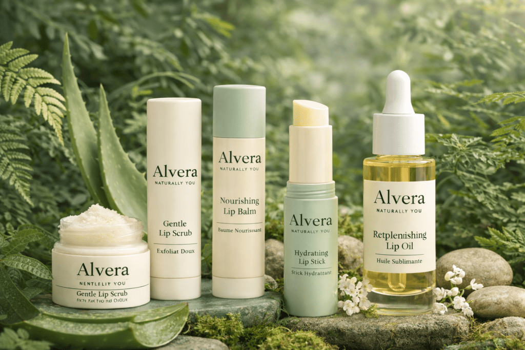 Gamme complète de soins lèvres naturels Alvera